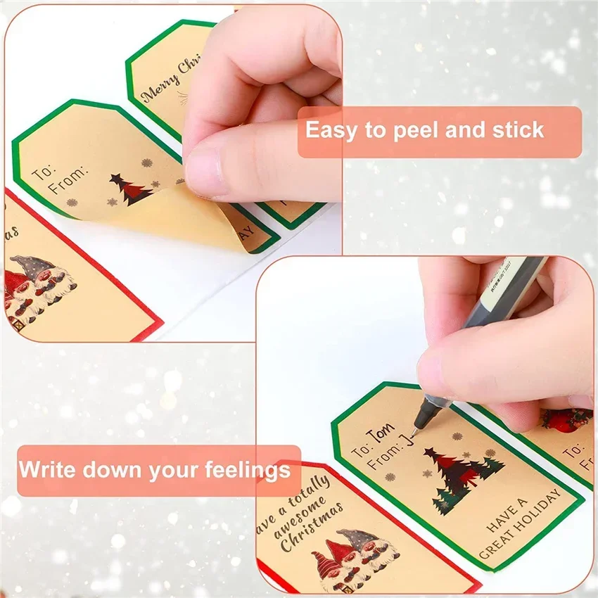 50-300Pcs Merry Christmas Gift Tags Kraft Paper Stickers Gift Box Wrapping Decor Seal labels Gift Card Christmas Favors Supplies