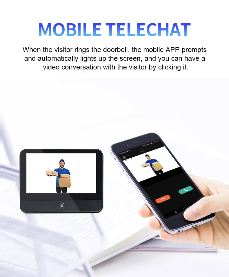 TuyaAPP-videoportero electrónico inalámbrico inteligente, sistema de seguridad, timbre visual, recordatorio de visitante, cámara de despertador bidireccional
