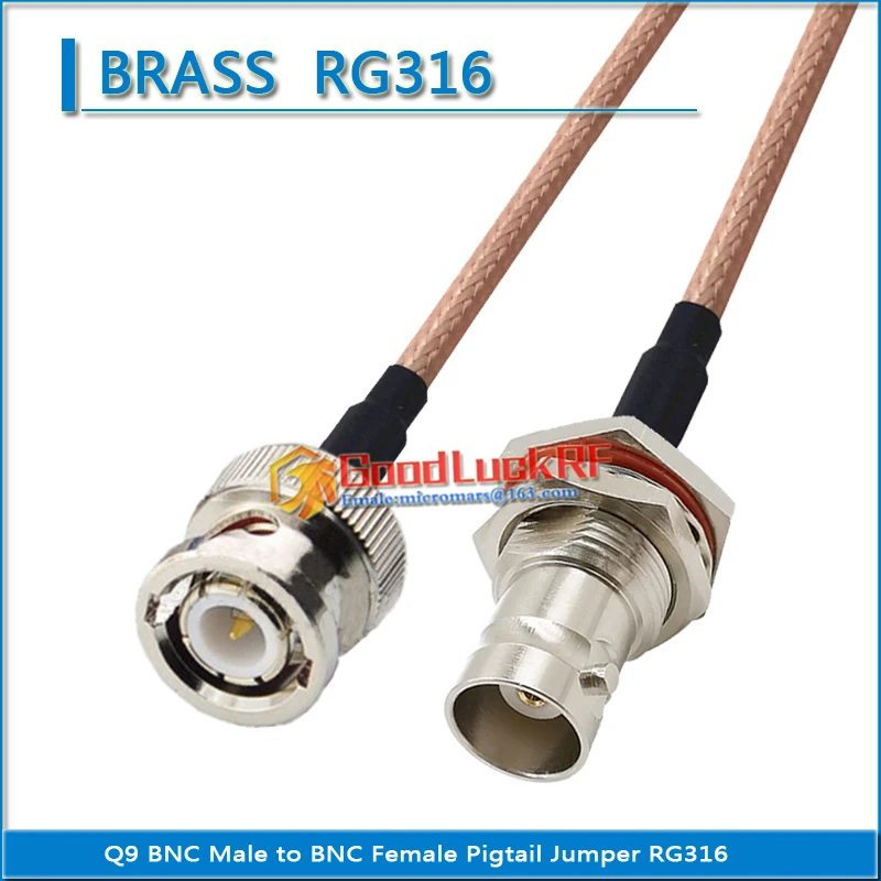 

Dual Q9 BNC Male to BNC Female O-ring Waterproof Bulkhead Washer Nut Pigtail Jumper RG316 extend Cable