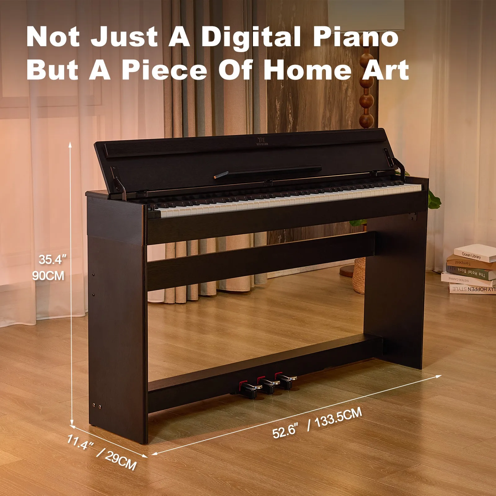 88 Key Digital Piano Full Size, Semi Weighted Electric Piano Keyboard with Furniture Stand, Triple Pedal, USB MIDI, Black