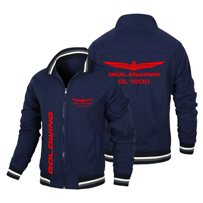 2024 Spring and Autumn New Honda Red Gold Wings GL1800 Biker Jacket Pilot Fashion Windbreaker Trendy Baseball Suit Men\'s Logo