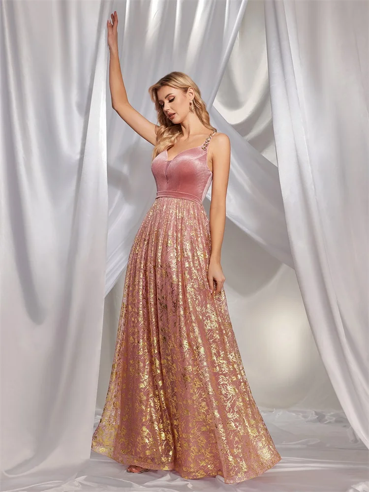 XUIBOL-Slip Backless Vestidos de noite para mulheres, vestido até o chão, casamento formal dama de honra, baile sexy, luxo