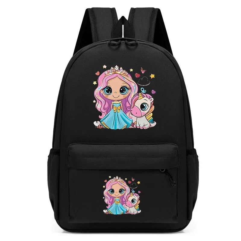 New Animal Backpack Princess with Horse Cartoon Trendy School Bag Girl Bookbag Children Bookbag Travel Fashion Backpack