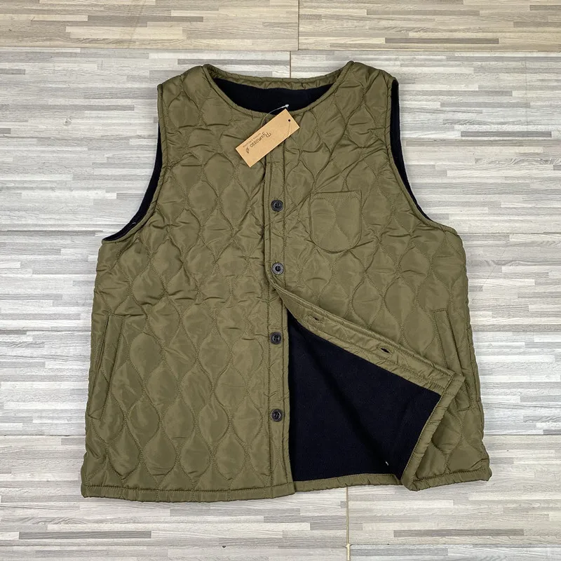 Autumn Winter Men Vest Jacket Single-breasted Quilted Cotton Fleece Warm Gilet Homme O Neck Sleeveless Casual Waistcoat