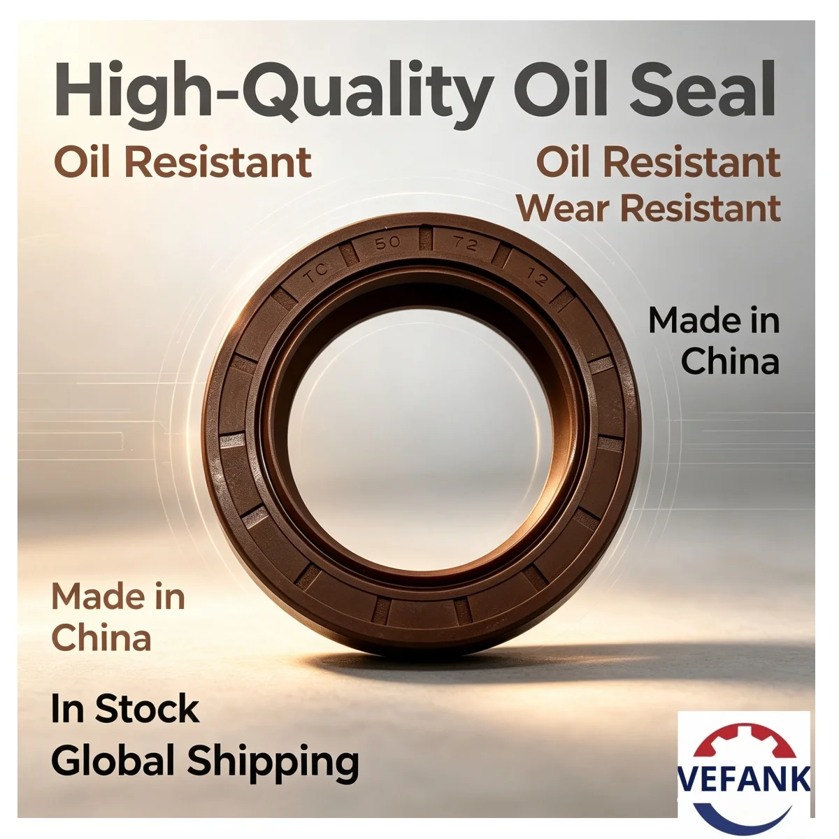TC 50*72*12 mm Rotary Shaft Oil Seal NBR Rubber Double Lipped With Spring, available in stock, suitable for automotive repair.