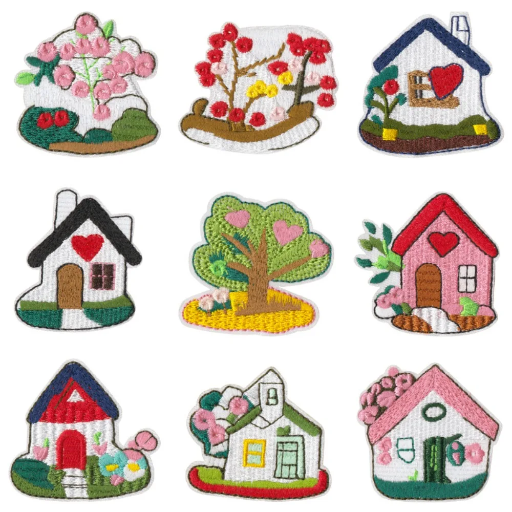 

Small House Embroidery Patch DIY Backpack Hat Bag Dress Iron on Patches Craft Sewing Applique Decor Repair Accessories Sticker