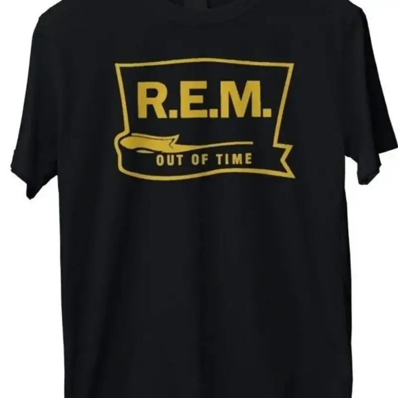 R E M Rock Band Out Of Time Men'S Large Black T Shirt 80S Pop Indi Rem Music