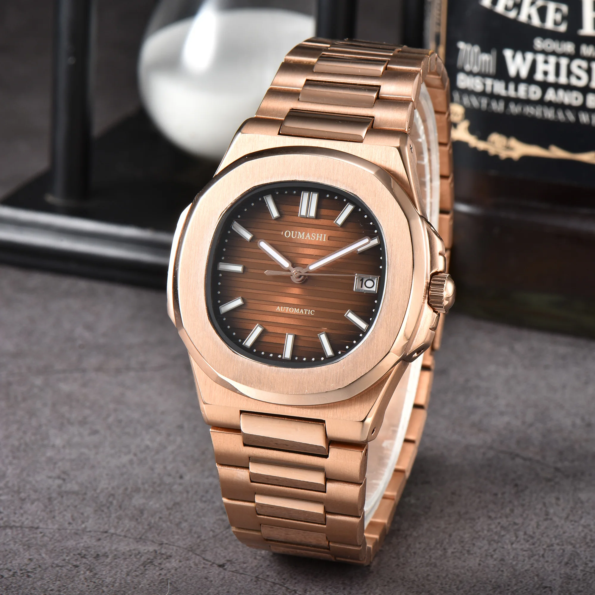 Men's Rose Gold High-Precision Automatic Mechanical Watch