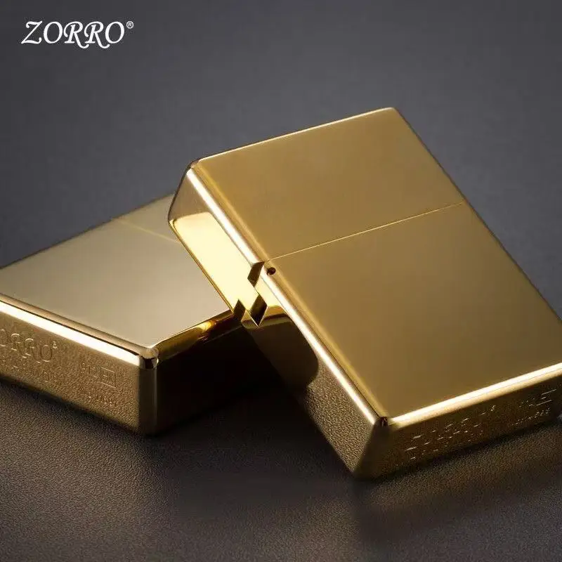 ZORRO 912 ولاعة الكيروسين النحاسية/التيتانيوم المقاومة للرياح؛ 3/5 ولاعة بنزين معدنية مفصلية هدية للرجال 150 جرام
