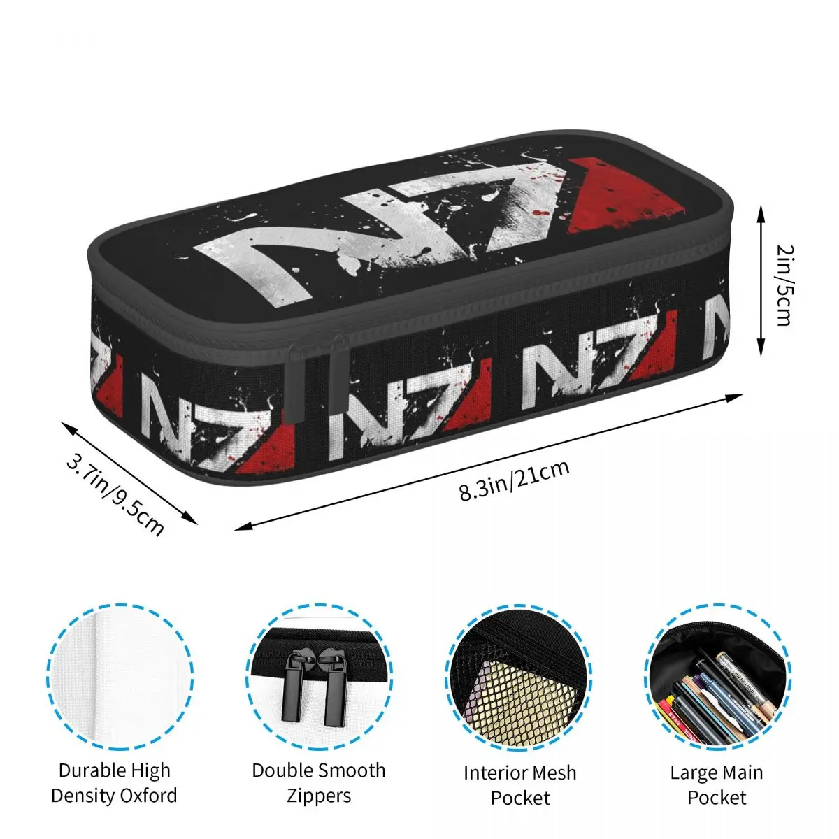 Estuche para lápices Mass Effect desgastado N7 para Studen, caja para bolígrafos escolares, bolsa para lápices, suministros de papelería, bolsa porta bolígrafos