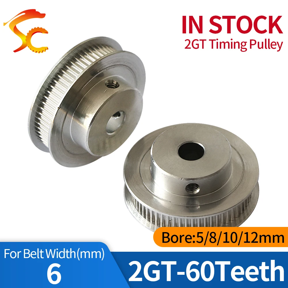 

3D printer pulley GT2 60 teeth bore 5mm 8mm 12mm 2GT 60 teeth timing pulley fit for GT2 belt width 6mm