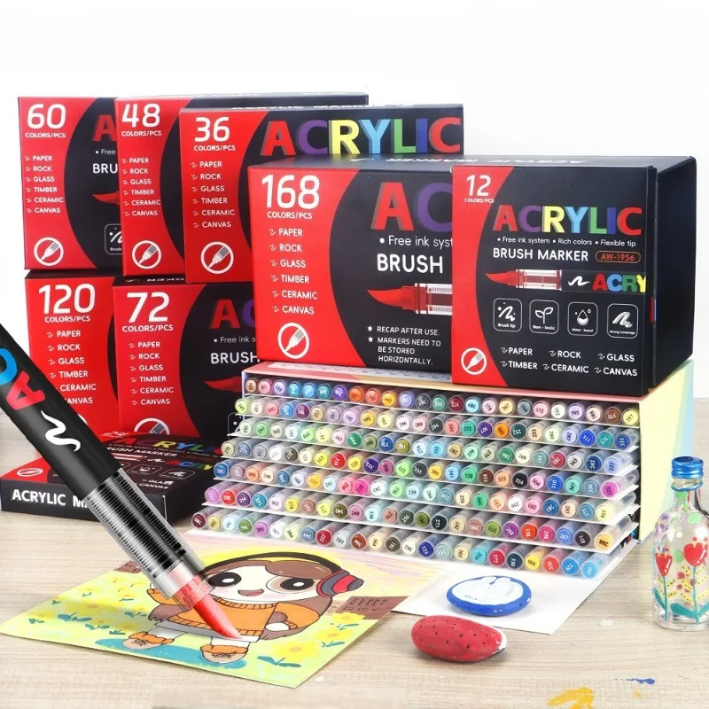 

Художественные маркеры, жидкий акриловый маркер, 12-цветная мягкая головка, без нажатия, ручка для рисования граффити для студенческого искусства своими руками