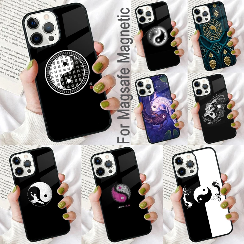 Funda de teléfono suave magnética de Tai chi Yin Yang para iPhone 16 Promax 15 Pro 13 14 Plus 11 12 Mini MagSafe Coque