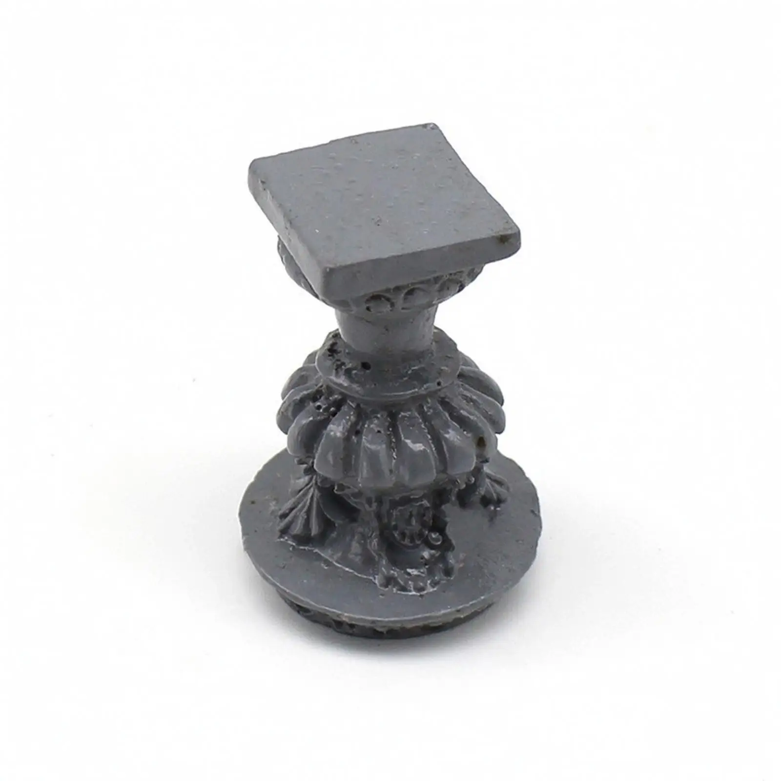 Ornate Resin Miniature Fountain Column for Dollhouse Decor Roman Style Pedestal with Fluted Body and Round Base