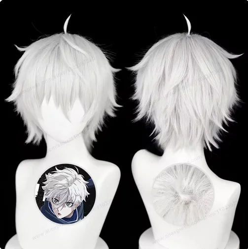 

Seishiro Nagi Cosplay Wig 30cm Short Wig Silver White Hair Anime Cosplay Heat Resistant Synthetic Wigs