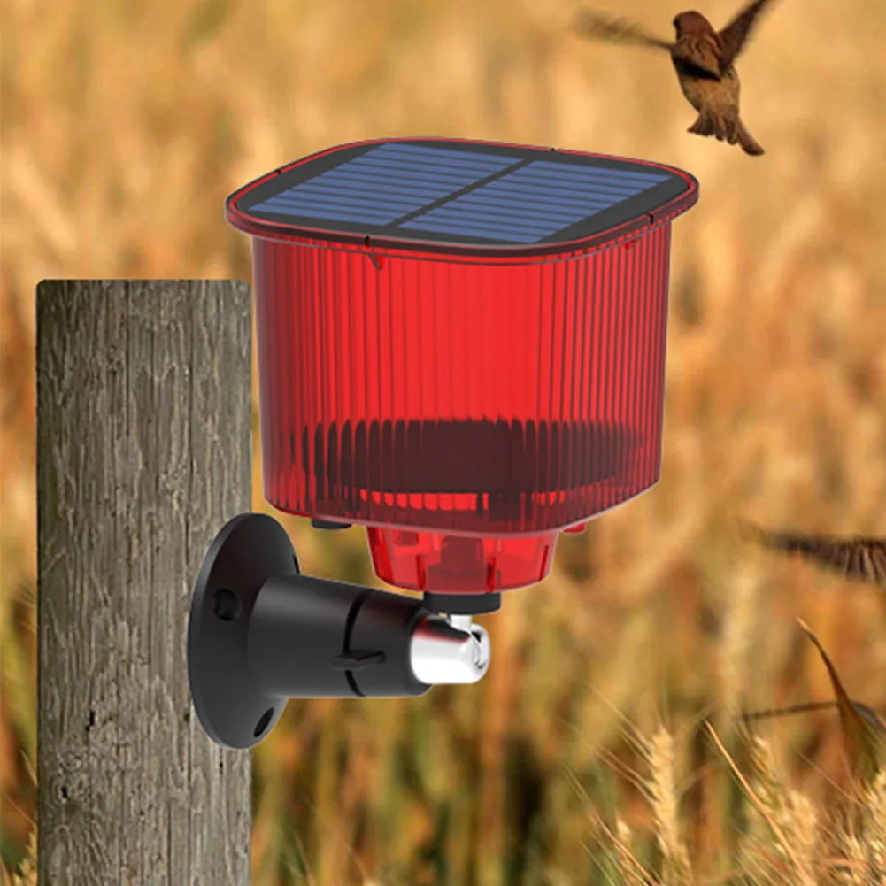 

Pigeon Bird Repellent Solar with Flashing Light Bird Repeller Sound and Light Alarm Built-in 13 Sounds for Wild Boar Rabbit Deer