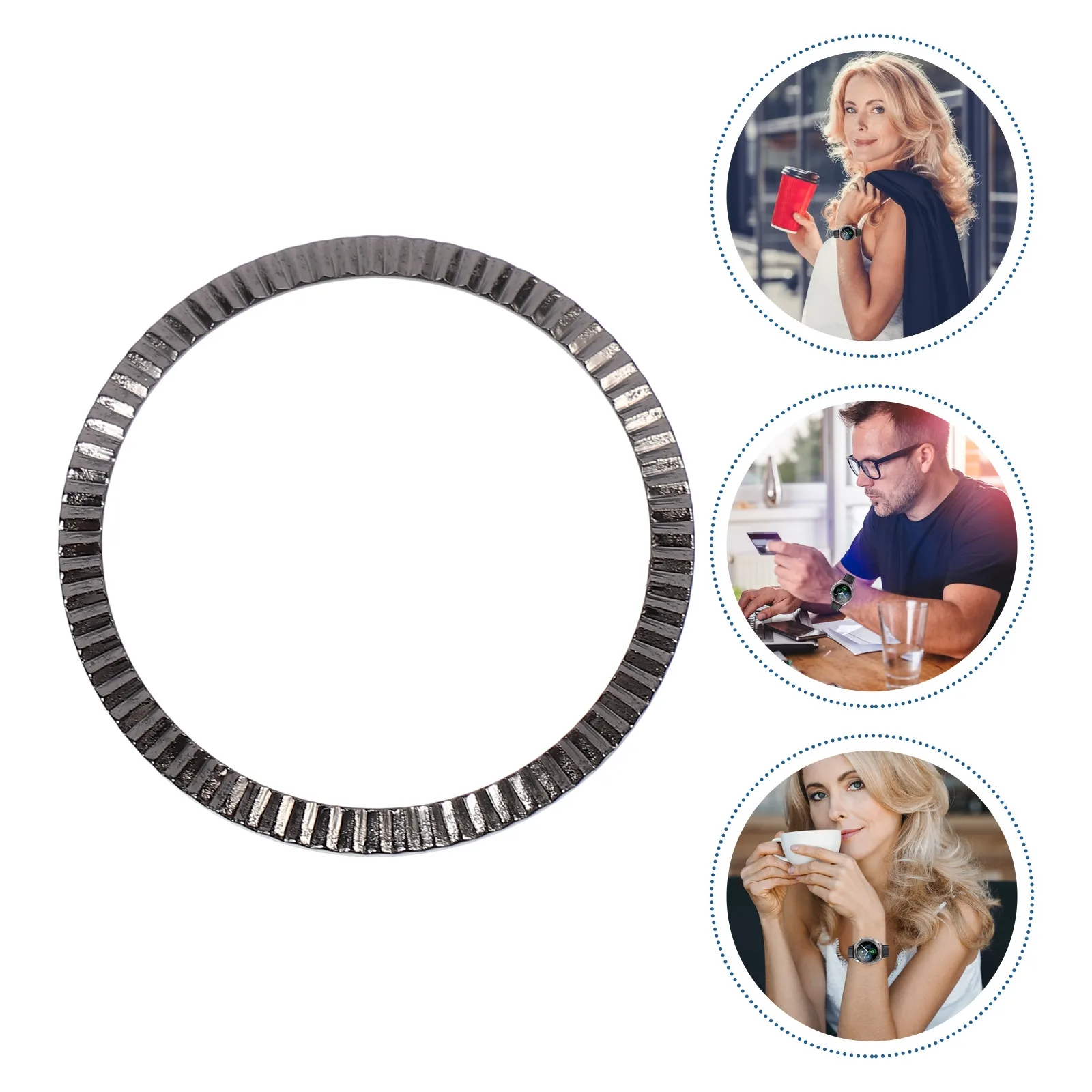 1Pcs Modern Wave Texture Watch Bezel Strong Alloy Material Fit Precision Fashion Ring for Watch Trendy Style Upgrade Component