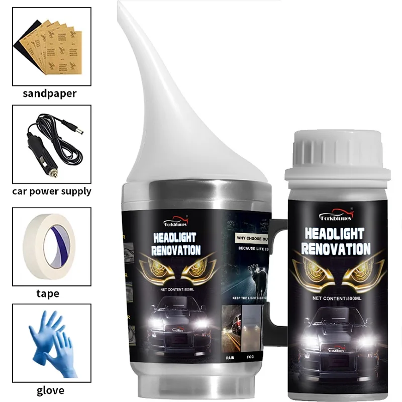

Car Headlights Renovation Polishing Kit Headlight Restoration Kit Workshop Automotive Care Tool 800ML Liquid Polymer Evaporator