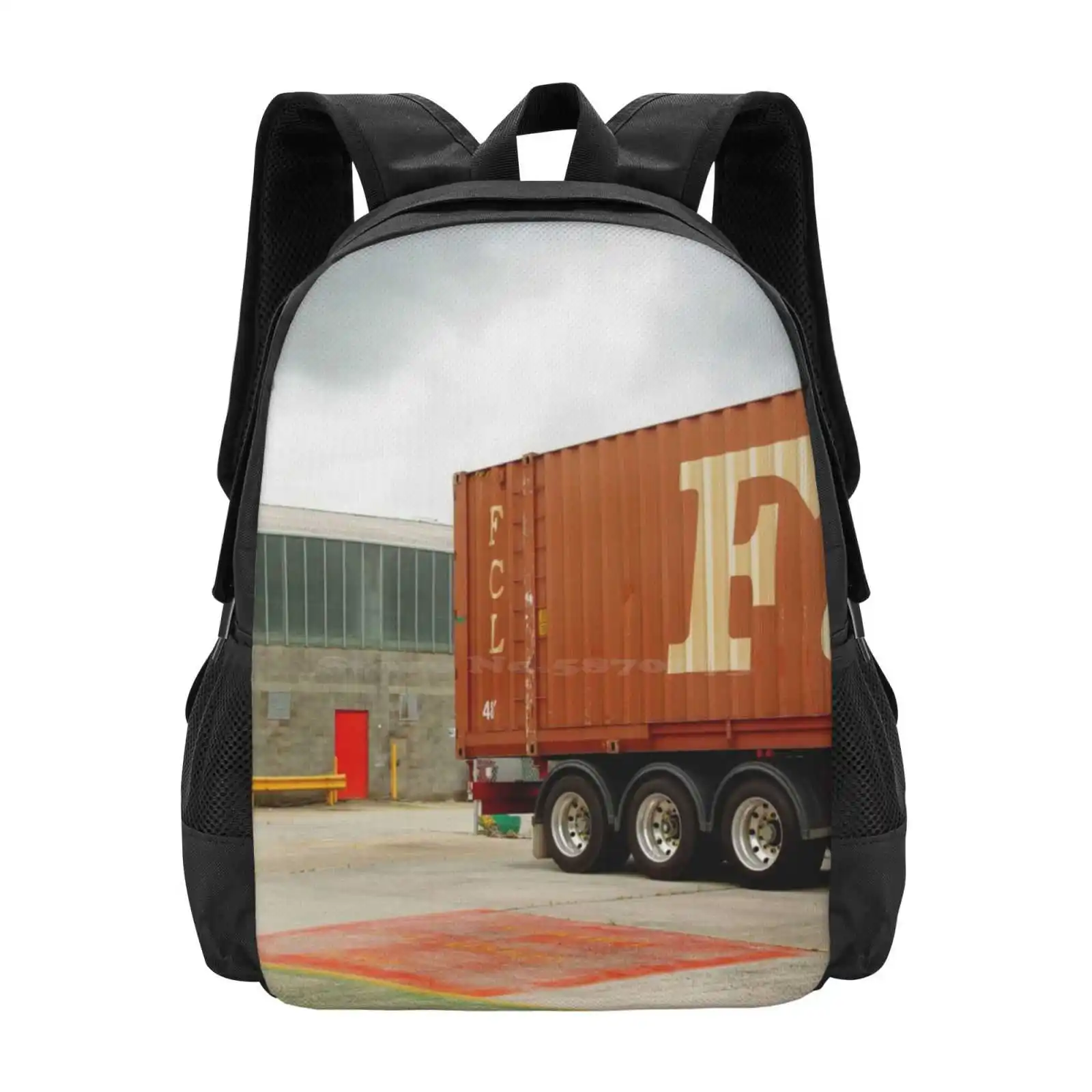 The Red Door Hot Sale Schoolbag Backpack Fashion Bags Red Melbourne Sky Truck Concrete Metal Lines Brown Brick