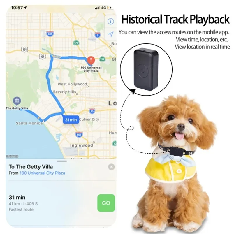 ミニトラッキングペット用Bluetooth GPSトラッカー、犬の動きアラート首輪、猫と子犬用の紛失防止トラッカー、リモートグローバルロケーター