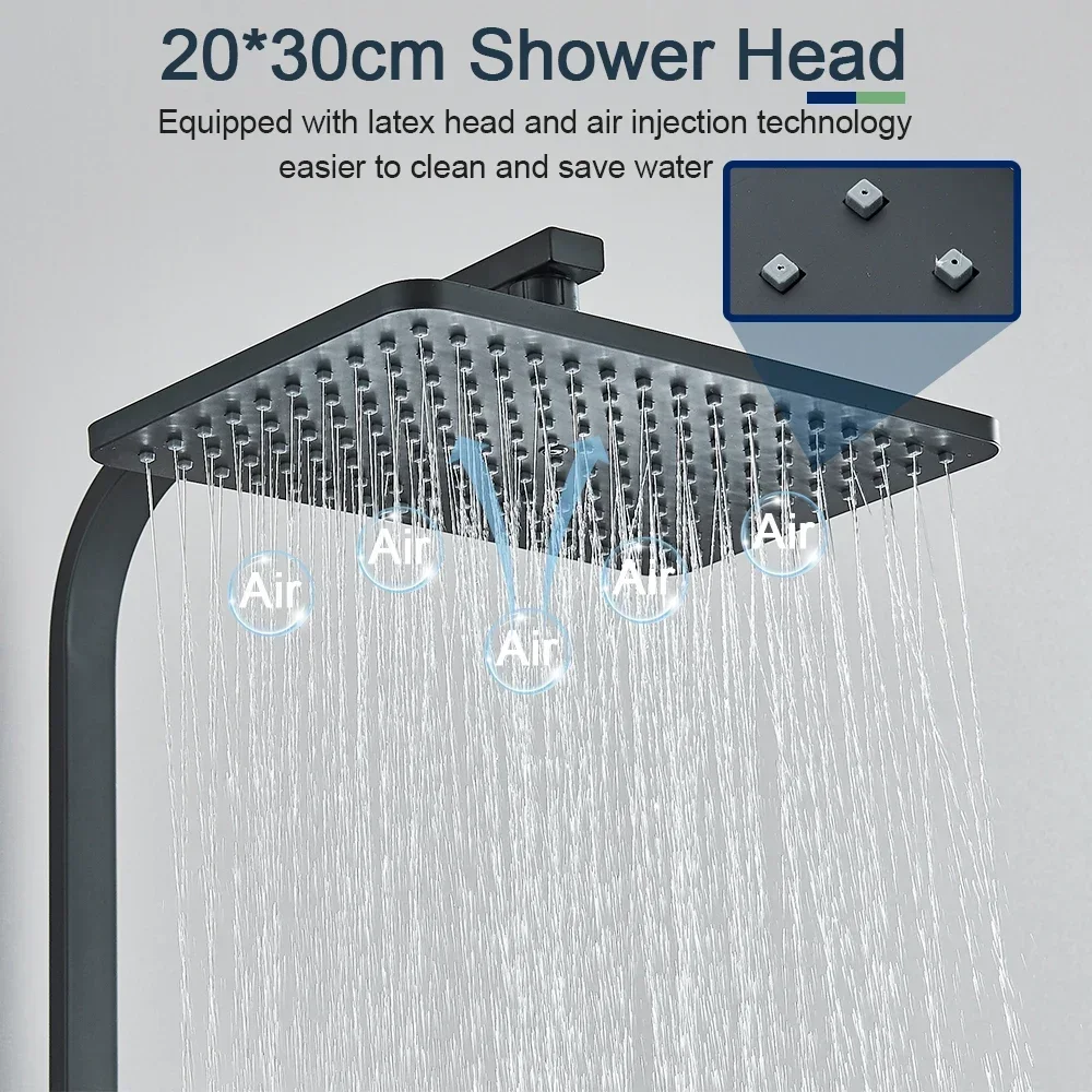 Bathroom Thermostatic Shower Faucet Set Wall Mounted Chrome Black Rainwater System Mixer Faucet Bathtub Bidet Crane Faucet