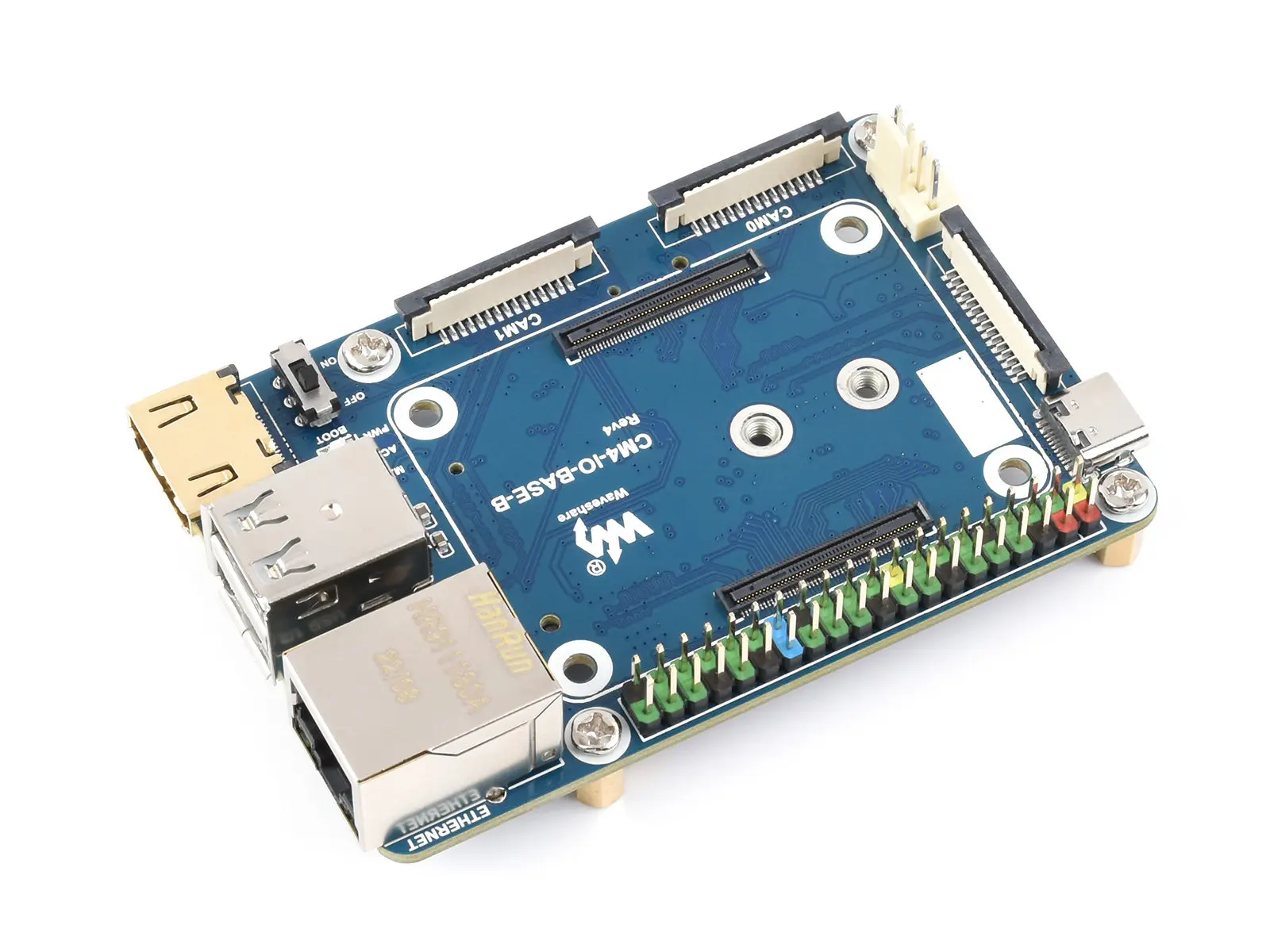 CM4-IO-BASE-B,Raspberry Pi Compute Module 4 (CM4) IO Board - Gigabit Ethernet, M.2 M-KEY, RTC,