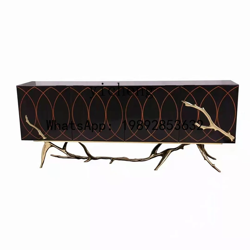Light Luxury High-End Living Room Pure Copper Branch Storage Cabinet with Artistic Sense