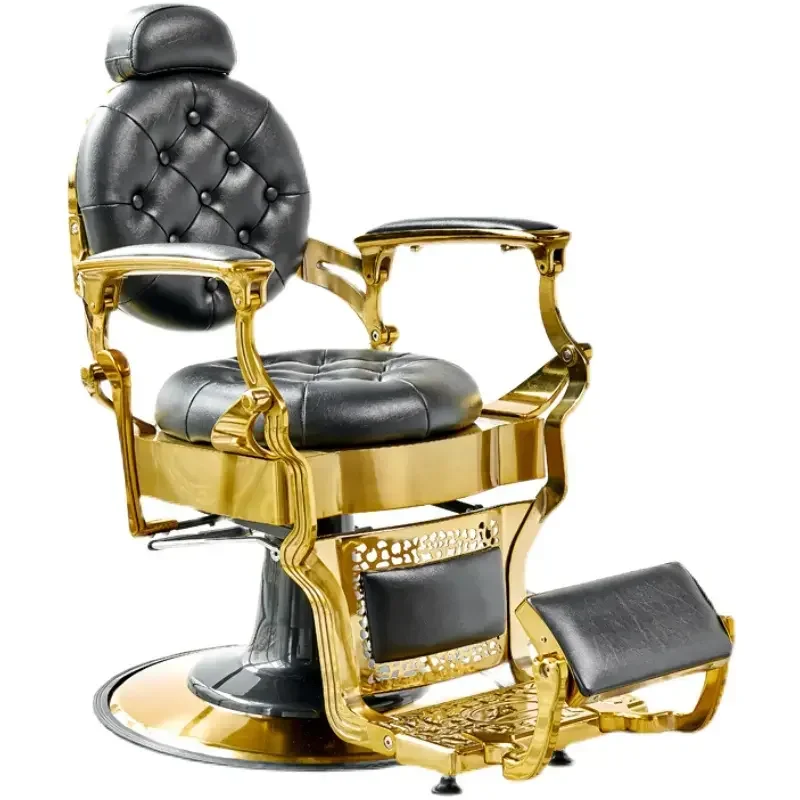 

Black Barber Hairdressing Chairs Beauty Salon Furniture Luxury Gold Plated Barber Chair Antique Barber Chair for Sale