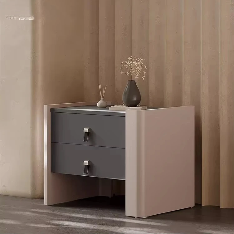 Leather With Wooden Frame Modern Luxury Hotel Nightstand Villa Bedroom Apartment Durable Storage Bedside Cabinet