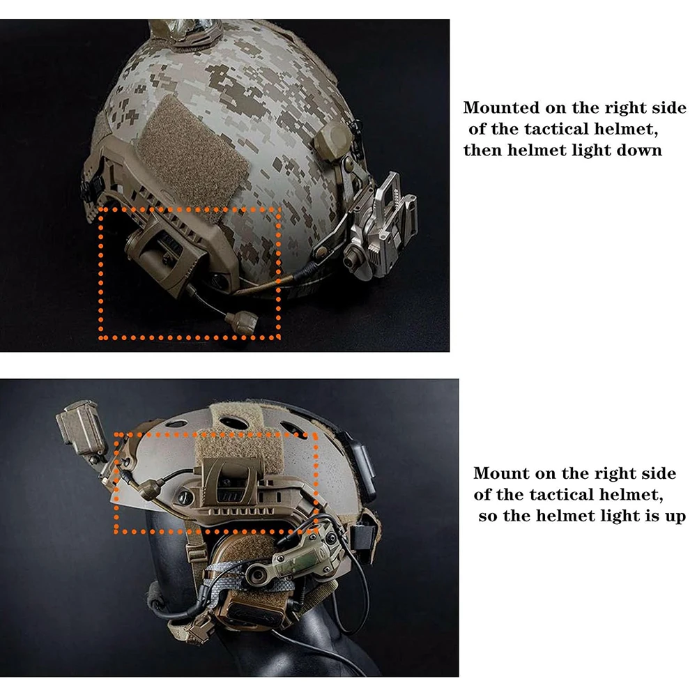 Luz táctica para casco, linterna LED militar para casco Mich rápido para deportes al aire libre, caza, pesca, luz de emergencia