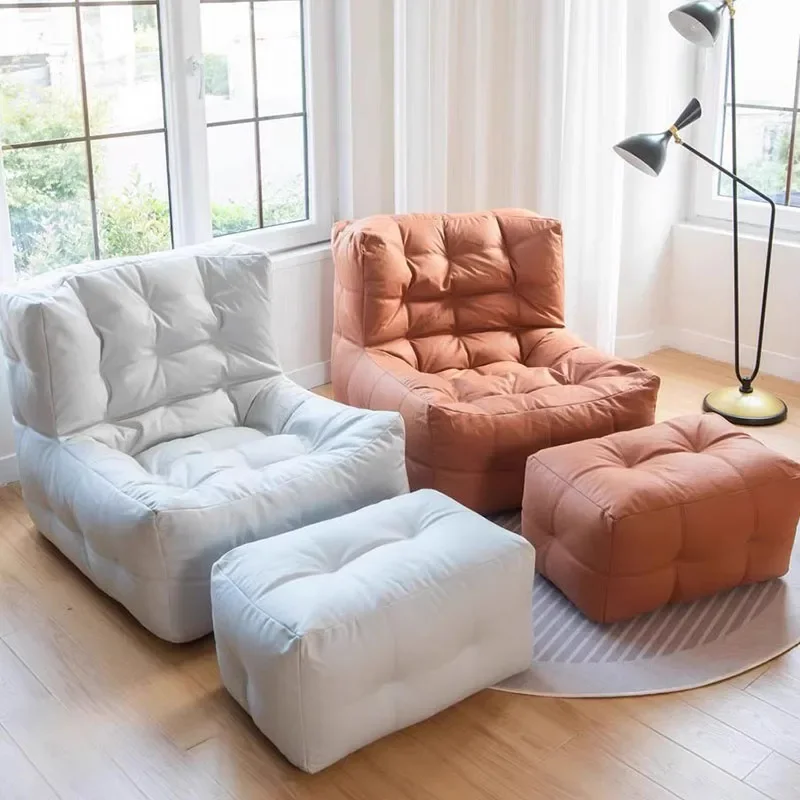 Particle Filled Unique Sofa Chair Soft Lazy Simple Puffs Living Room Sofa Recliner Modern Leather Divano Furniture Couch