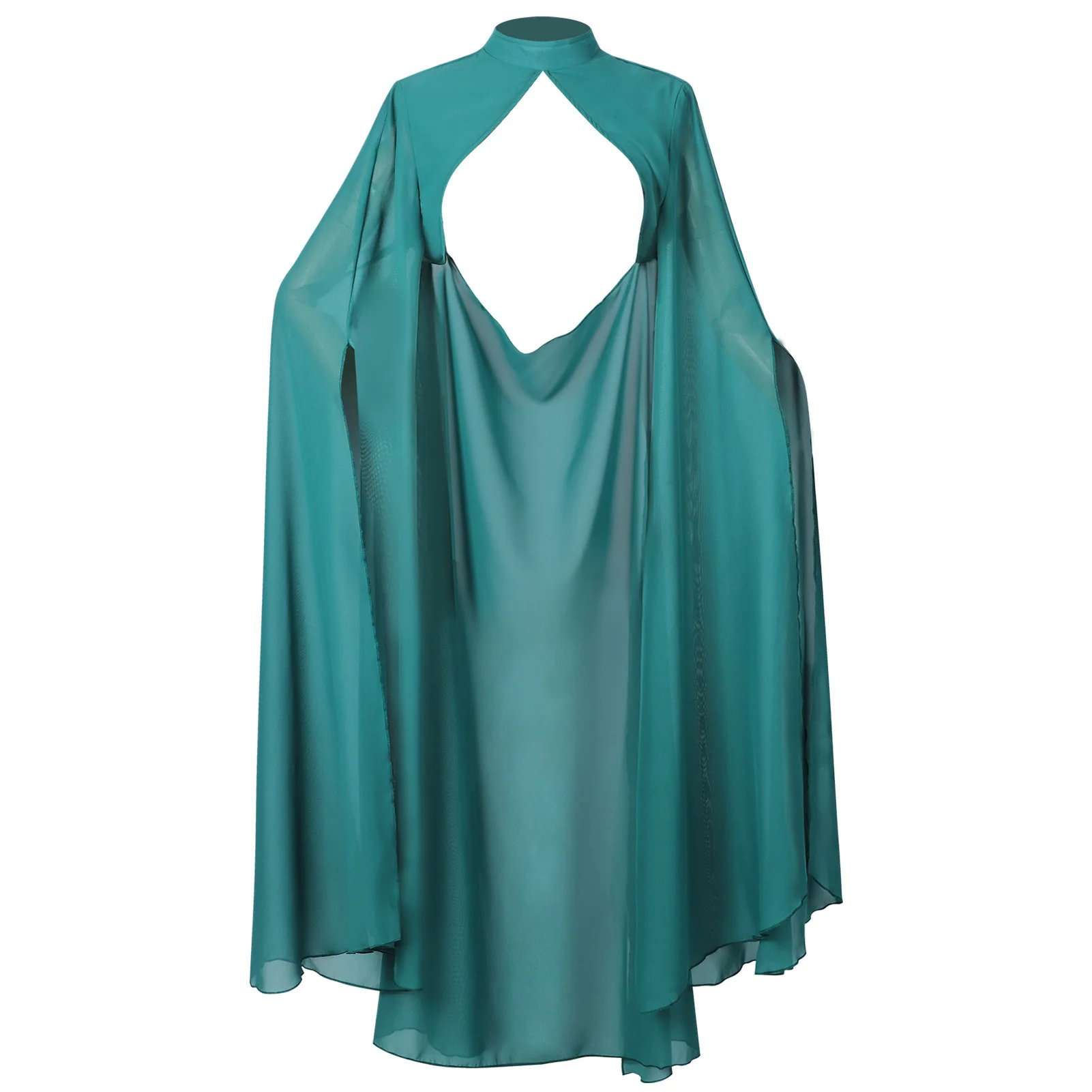 Medieval Fairy Shawl Cape Chiffon Gothic Wicca Robe Black Green Cosplay Victorian Dress Cloak Halloween Costume For Women view 5