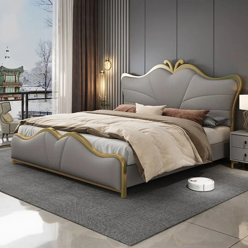 

Luxury 150x200cm 2 People Bed 180x200cm Full Size Family Adults Bed Frames Double Headboard Floor Storage Home Bedroom Furniture