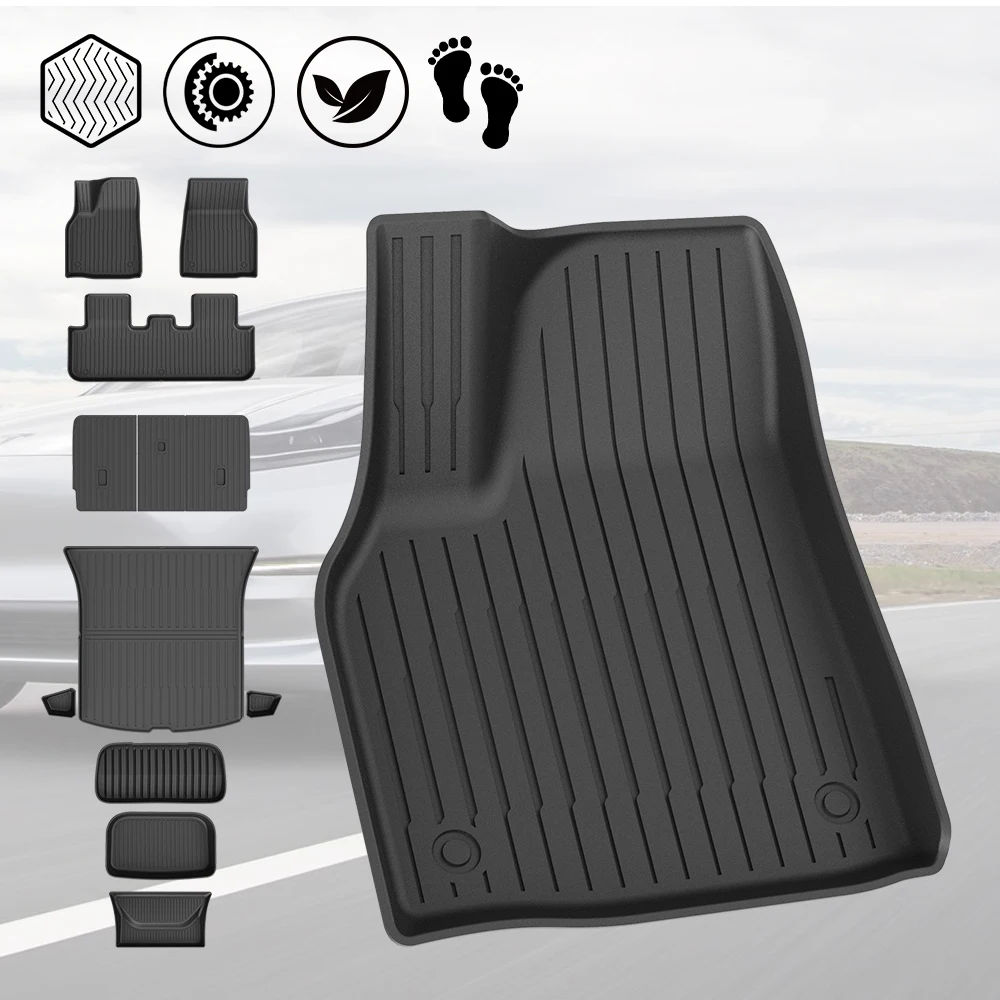 

Коврики в багажник автомобиля для новой Tesla Model Y 2025 Juniper TPE Коврики и подкладка в багажник Всепогодные коврики в багажник Коврики на спинку