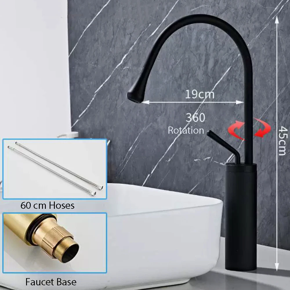 Brass Material Bathroom Basion Faucet ,Mixer Cold & Hot Water With 360 Rotation ,Four Color Gold, Black ,White And Chrome