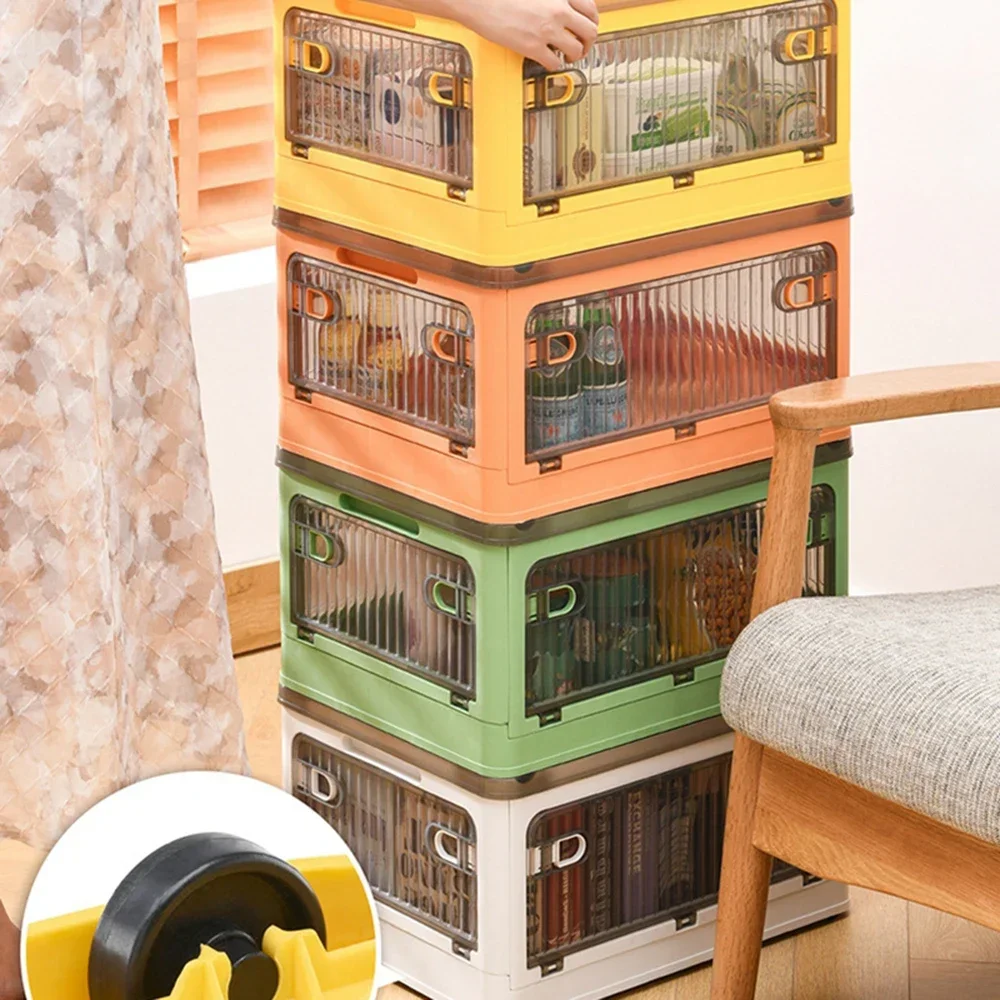 ZFoldable Household Items Organizer Stackable Modular Sundry Organizer With Wheels Household Large Capacity Moisture Proof Boxes