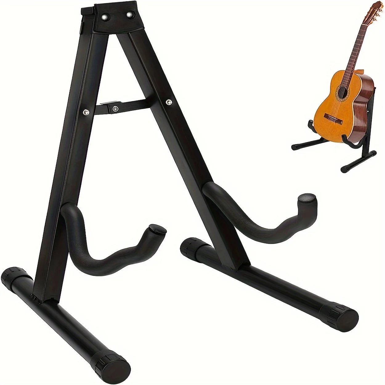 Durable A-Frame Metal Guitar Stand - Freestanding Floor Stand for Acoustic and Electric Guitars