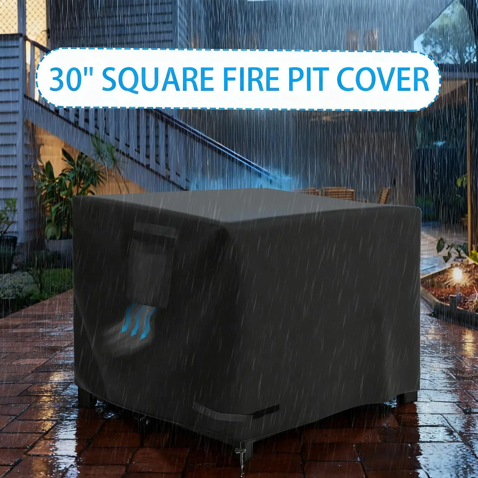 Outdoor Fire Pit Cover 30 Inch Waterproof Heavy Duty Shield Fire Pit Protective Cover For Patio Porch Camping Indoor Outdoor view 2