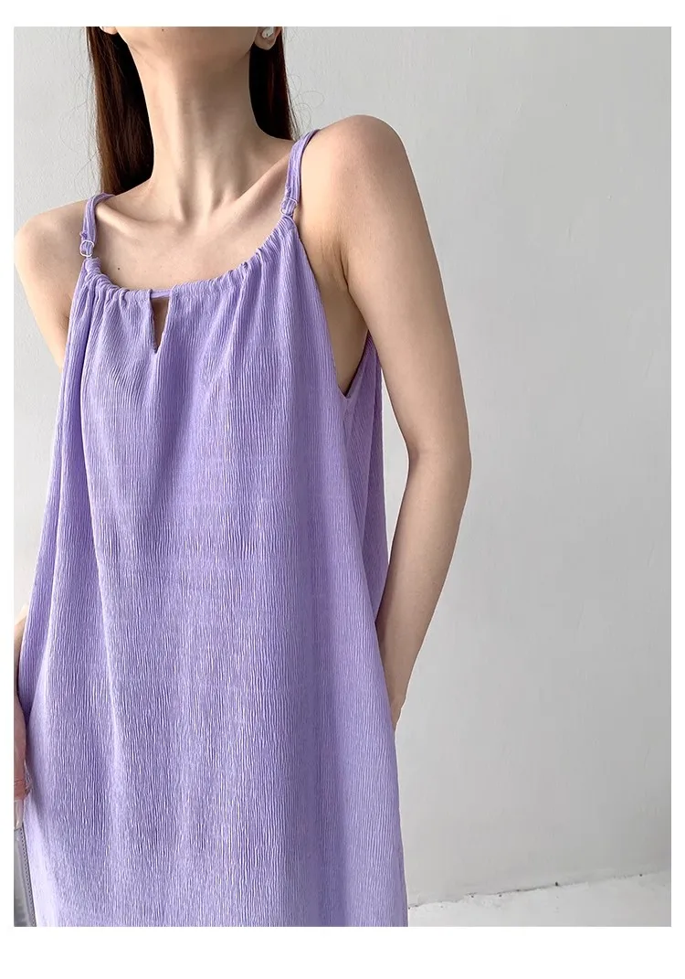 Sukienki Bez Rękawów Sukienka Damska Urodziny Kobieta Wiosna Satyna Kwadratowy Dekolt Plisowana Podszewka Haftowana Dopasowana Francuski Styl Randka