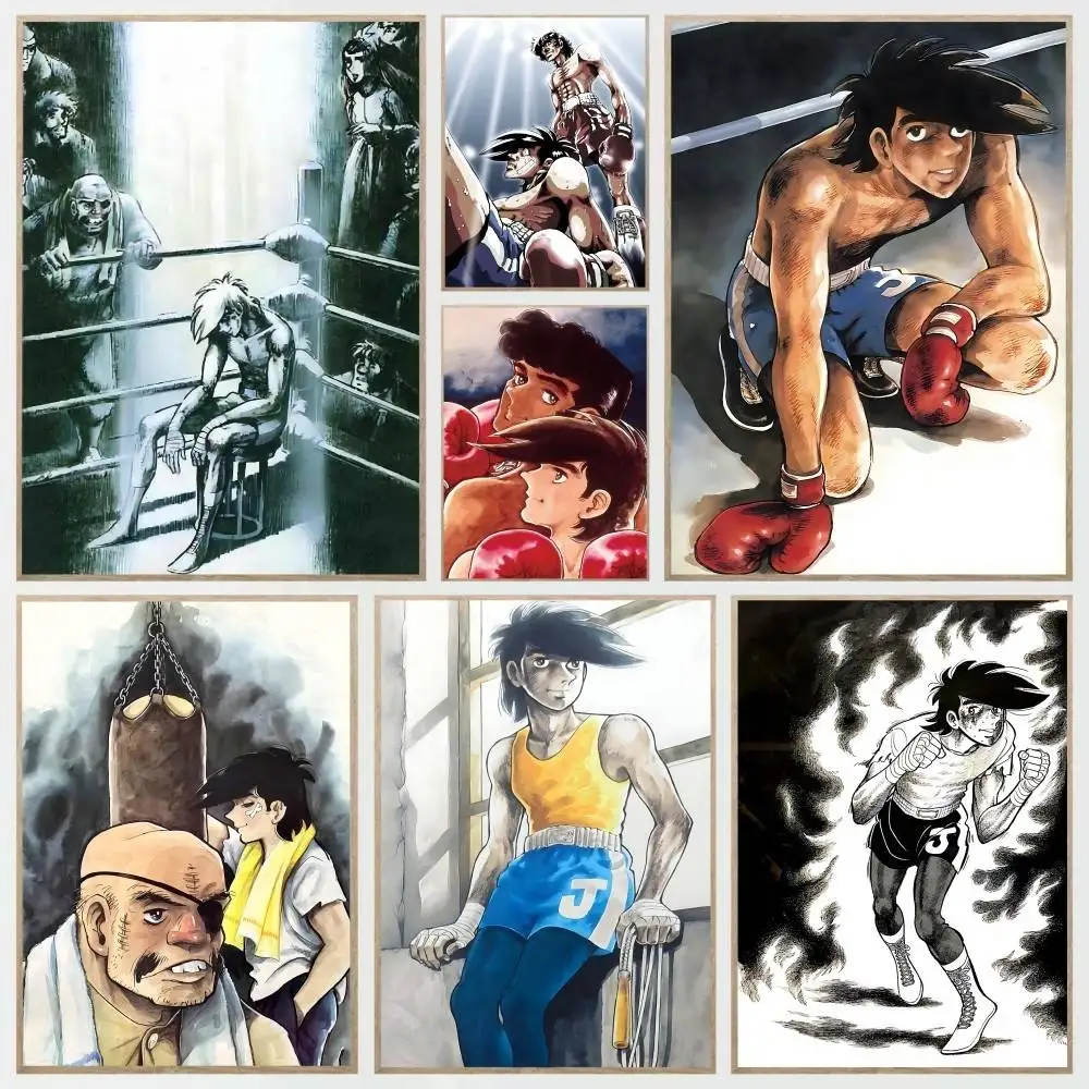 Pósteres clásicos de Anime japonés A-Ashita no Joe, autoadhesivos, impermeables, ideales para decoración de sala de estar, dormitorio y Bar