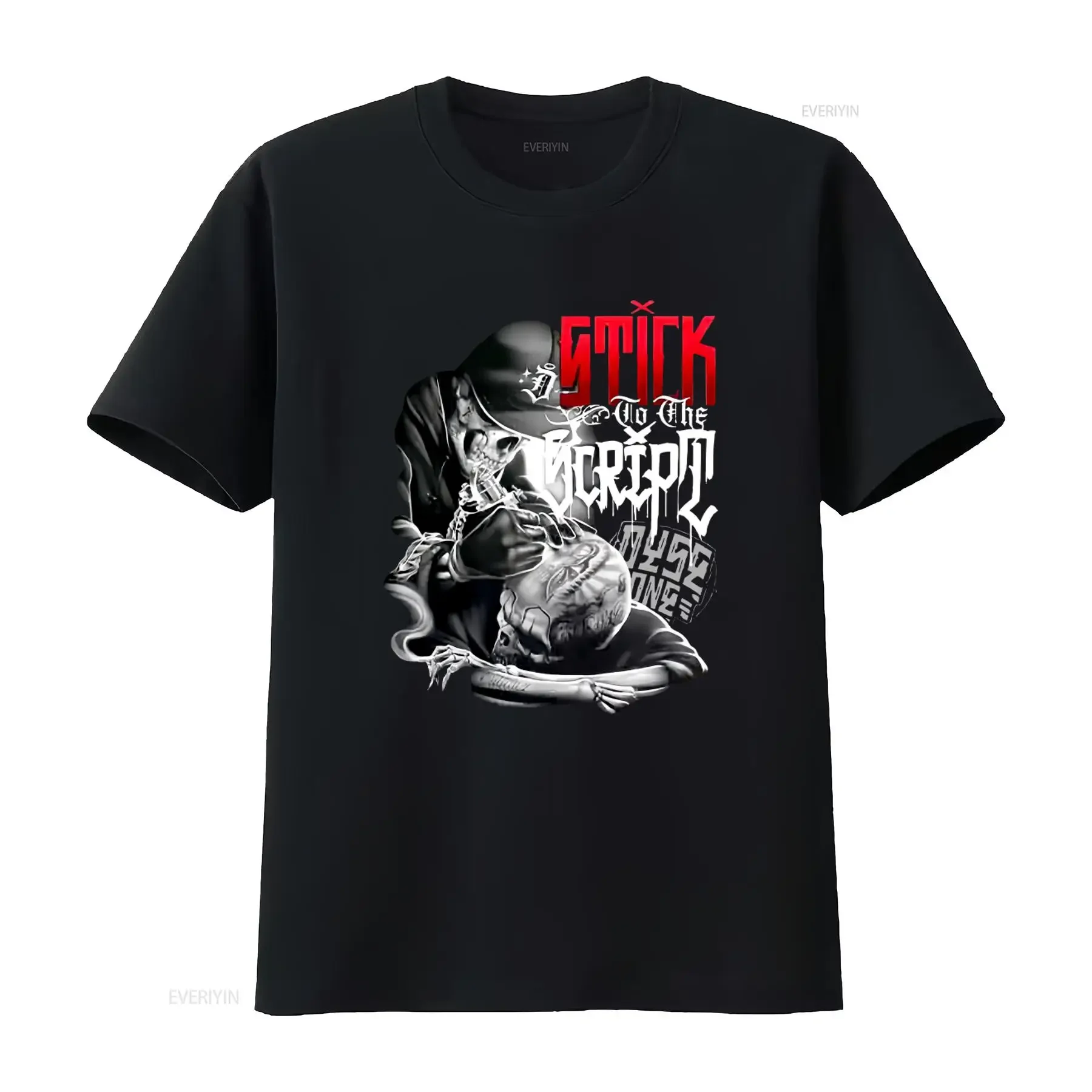 Camiseta Masculina Stick To The Stript com Estampa de Arte de Tatuagem Chicana Dyse One, Estilo Lowrider, Design Streetwear Único, Lavagem Vintage