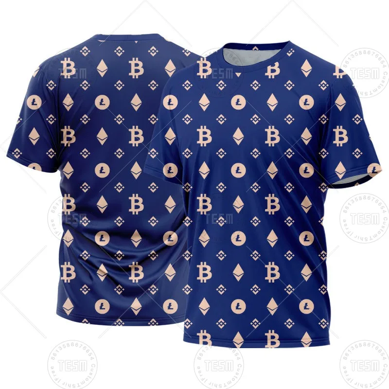 Bitcoin T-Shirt Ethereum Men Short Sleeve Crypto Shirt Casual Loose Sports Top Gift Clothing Couples Wear 3D Printed