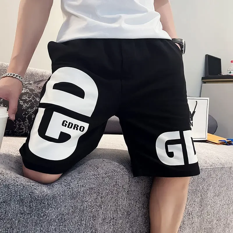 Man Short Pants Sweat Basketball Shorts for Men Running Printed Small Size Summer Elastic Pack Streetwear Korean Style 3 Quarter