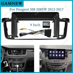 9 Cal rama samochodu Adapter Canbus Box dekoder dla Peugeot 508 508SW 2012-2016 Android Radio Dash montaż zestaw paneli