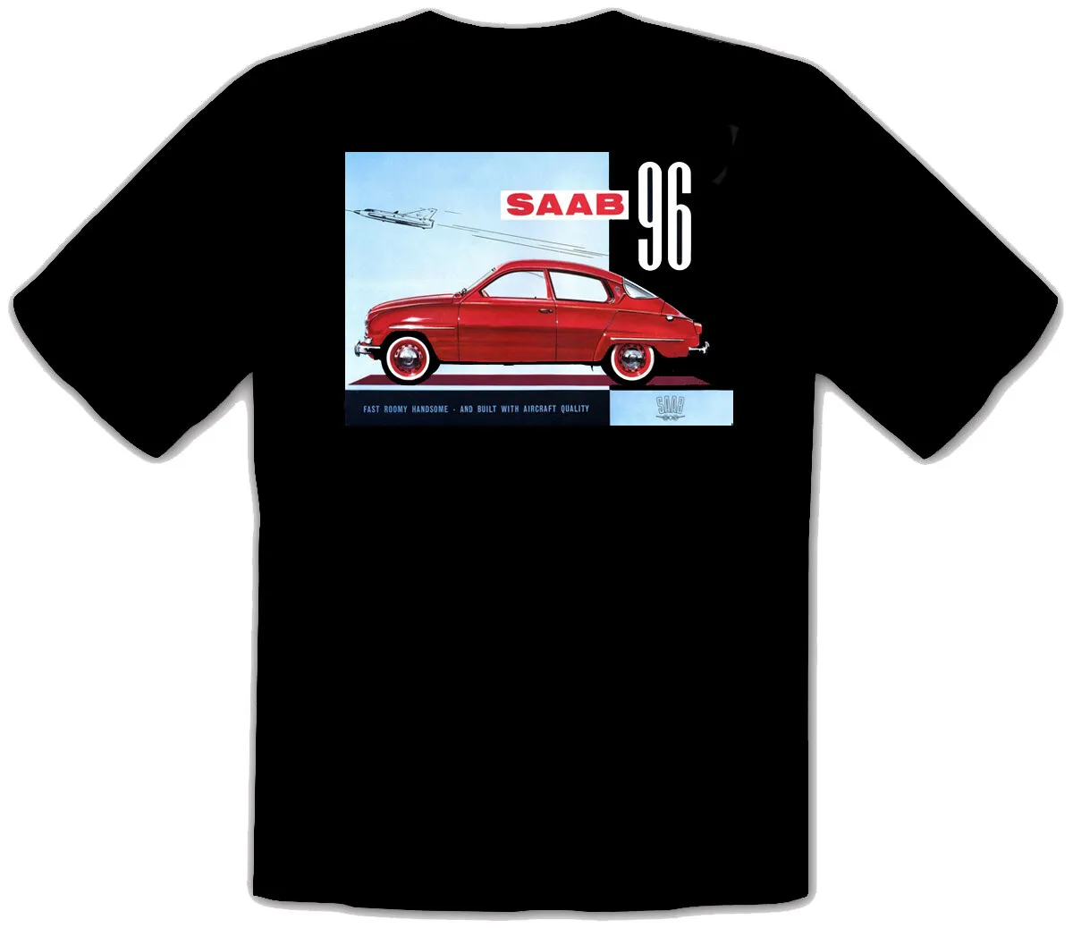 

Черная футболка в стиле ретро Saab 96, перед развлечением 138.