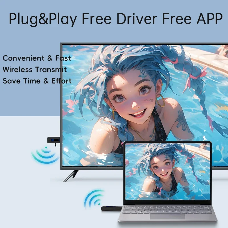 8 RX TO 1 TX Plug & Play 50M HDMI Wireless Video Transmitter Receiver Display 1080P@60Hz Extender From PC to Projector & Monitor