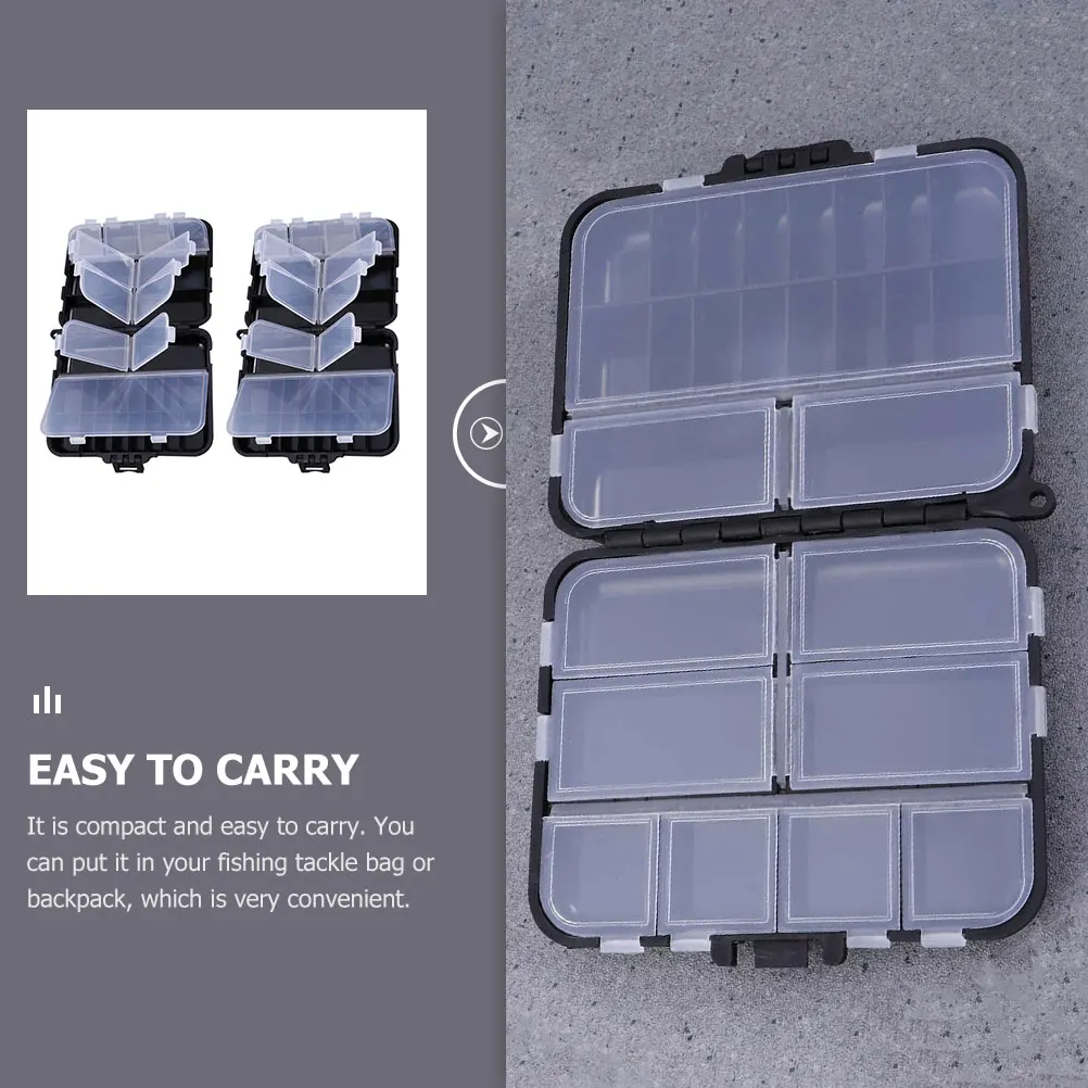 

2Pcs Fishing Professional Fishing Organizer Box Durable Plastic Tackle Organizer Storage Container Compact MultiFunction