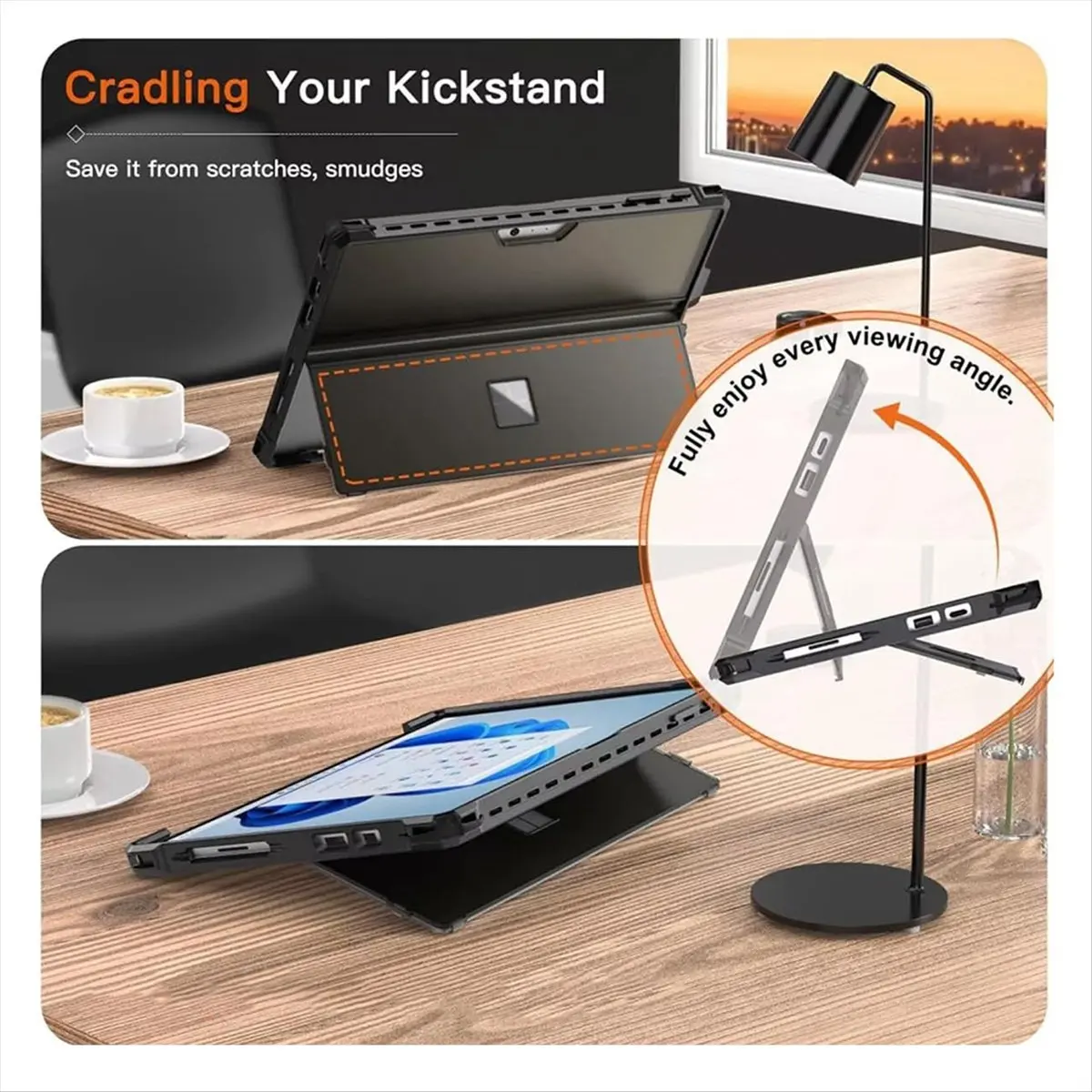 AC499★♠◐Tablet Case Shell for Pro 7 Plus/Pro 7/Pro 6/Pro 5/Pro 4 Cover with Pen Holder, Kickstand,B