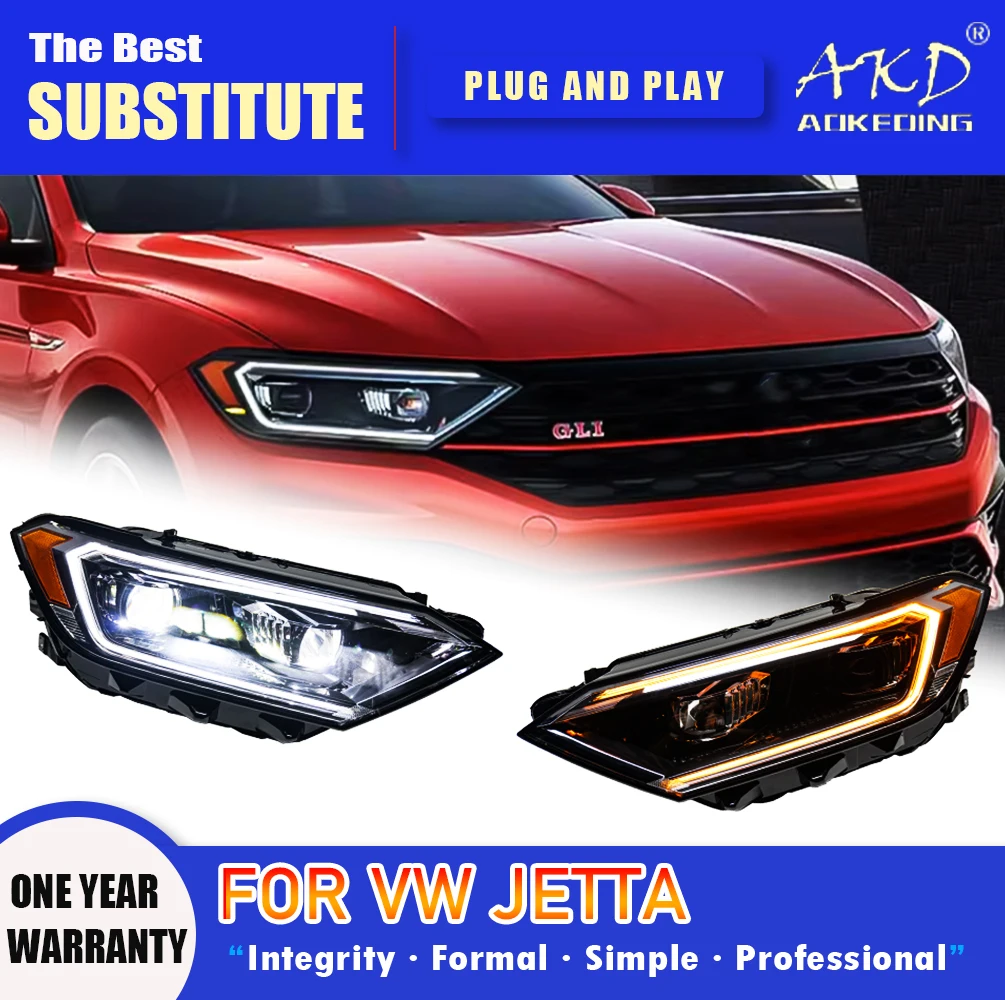 

AKD Head Lamp for VW Jetta Sagitar MK7 LED Headlight 2019-2022 Headlights MK7 DRL Turn Signal High Beam Angel Eye Projector