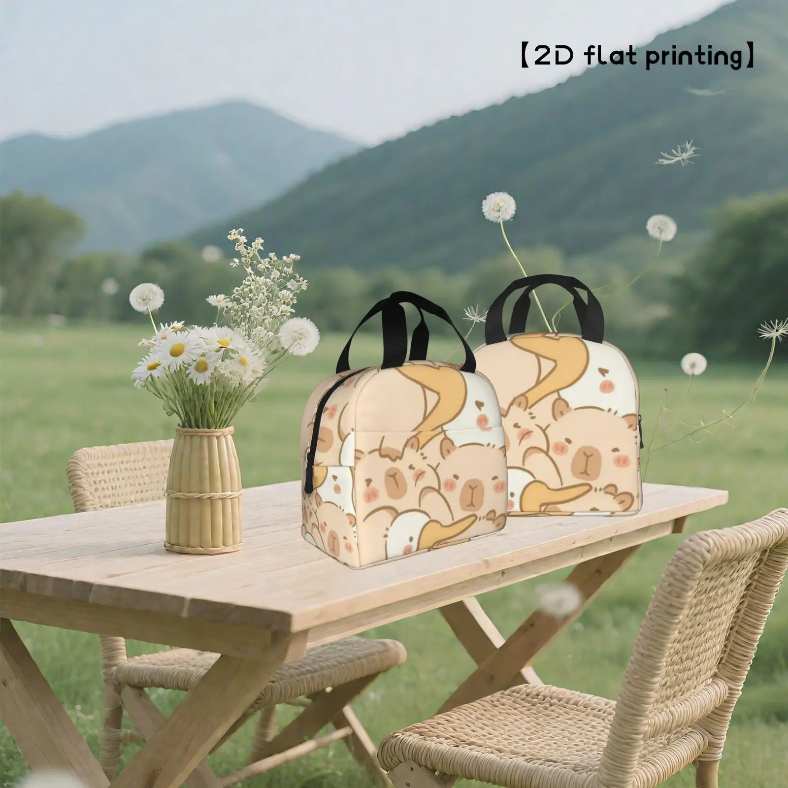 Cute Capybara Lunch Bag Insulated Cooler Tote Bag Reusable Picnic Thermal Handbag